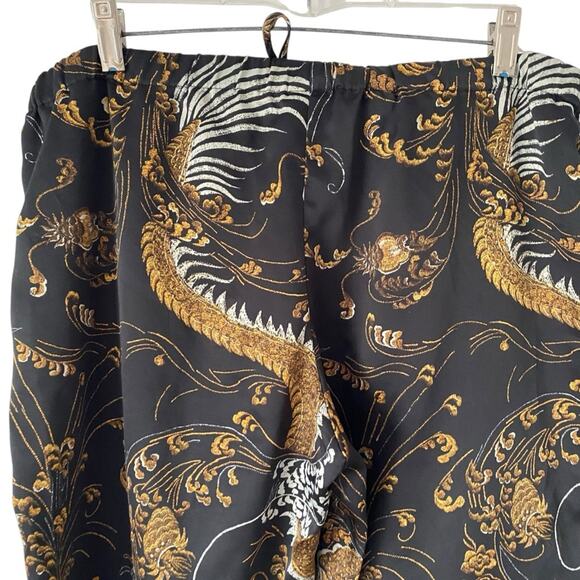 Natori Black Gold Print Drawstring Pajama Lounge Pants size large - Picture 5 of 7